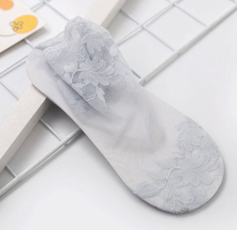 Fishnet Socks with lace trim , net socks , Transparent Elastic Lace Sheer socks, lingerie socks Tulle socks Dress socks