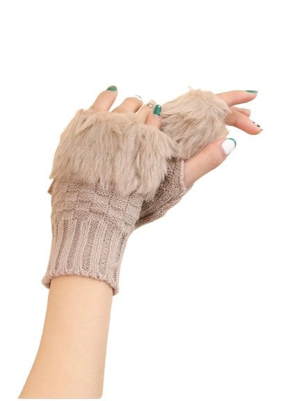 Arm warmers , open finger gloves , faux fur gloves, faux fur open gloves,fingerless glove knits