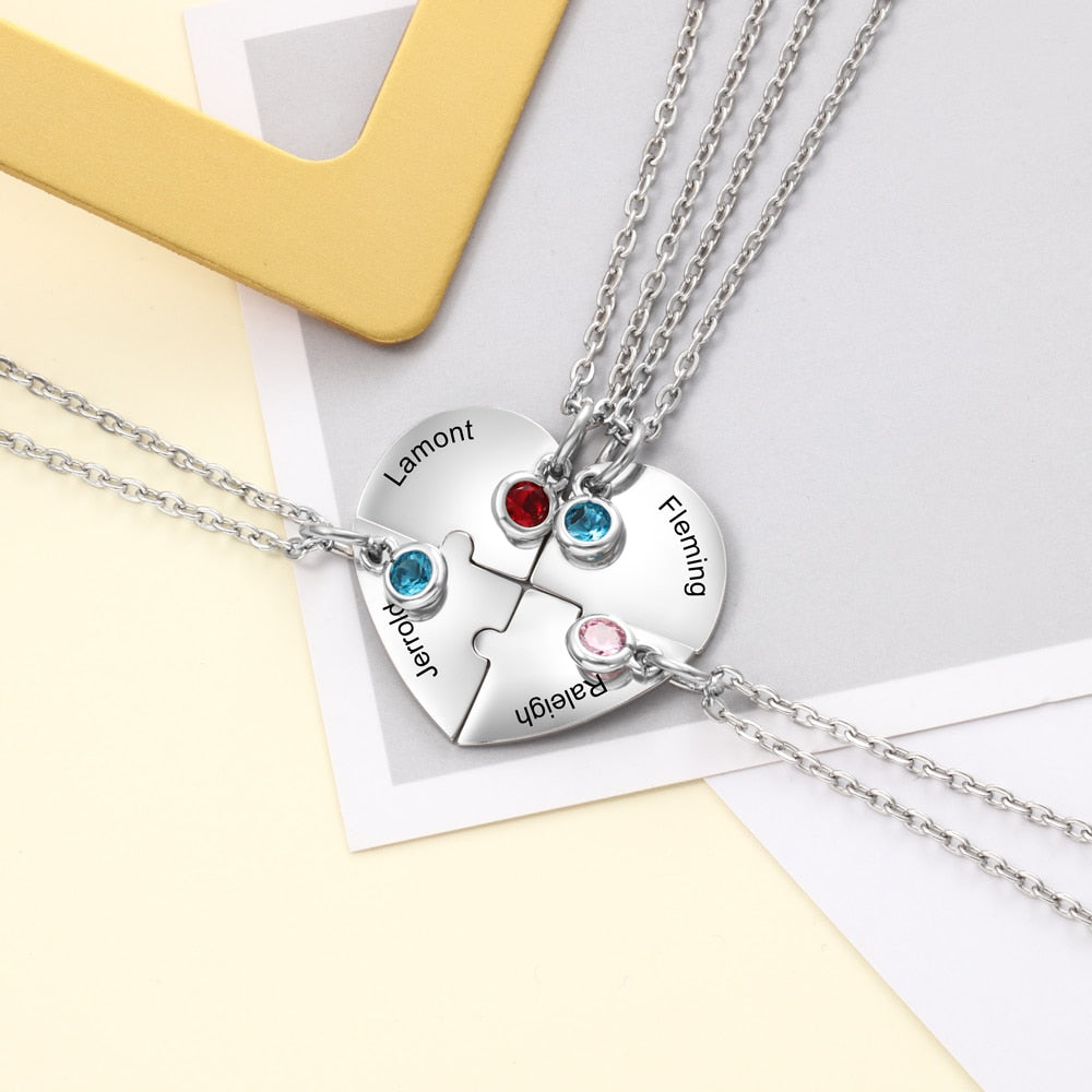 Custom Heart Puzzle Necklace Best Friends Necklace Matching 