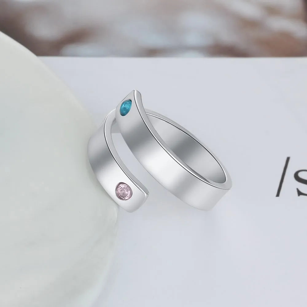 Personalized Ring with Two Names and Birthstones - A Meaningful Custom Gift