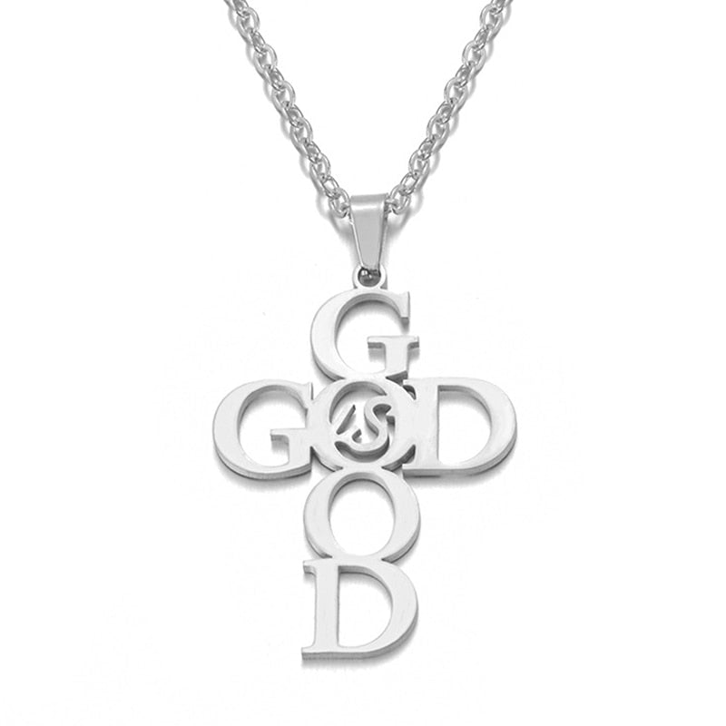 Religious faith jewelry -God is Good Cross Necklace