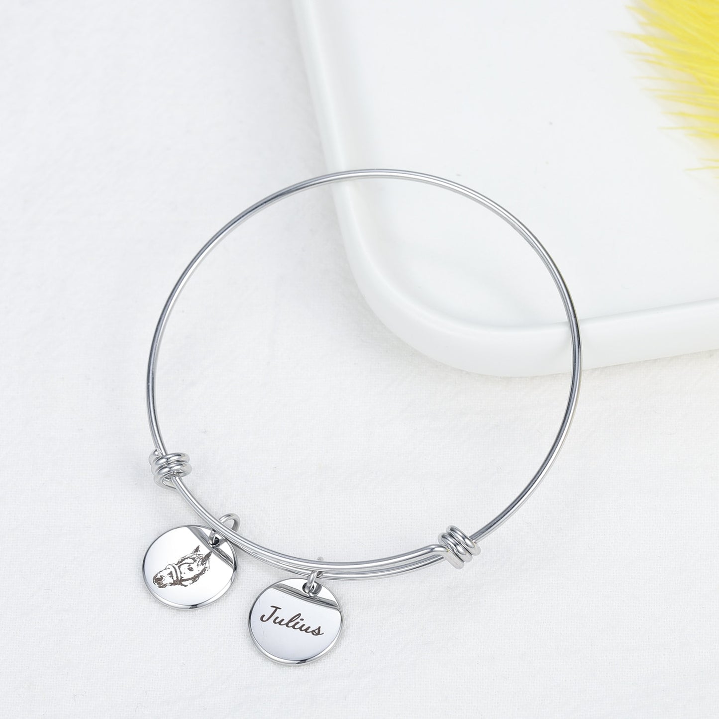 Personalized Pet Photo Disc Bracelet , Pet photo bracelet, pet memorial jewelry