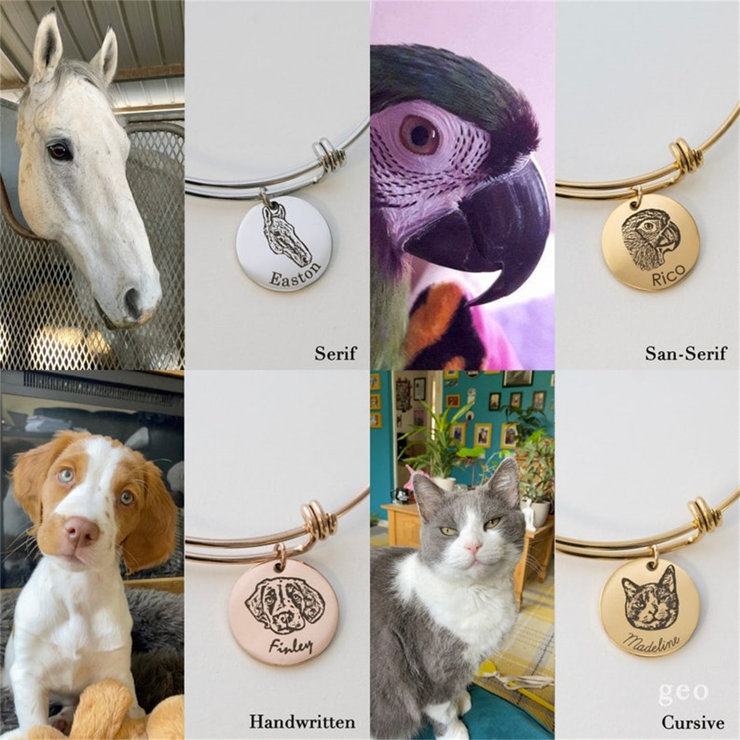 Personalized Pet Photo Disc Bracelet , Pet photo bracelet, pet memorial jewelry