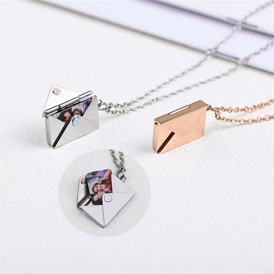Custom envelope photo  Necklace Hidden Photo Jewelry Gift For Her