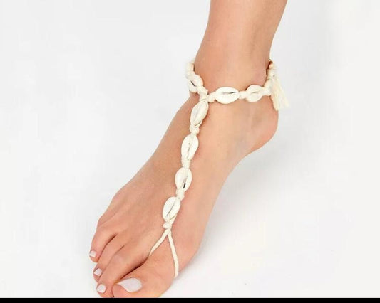 Cowrie Shells Barefoot Sandal ,Body Jewelry, Foot Jewelry, Shell Anklet, Barefoot Sandals, Boho Jewelry, Beach Wedding  Barefoot Sandals