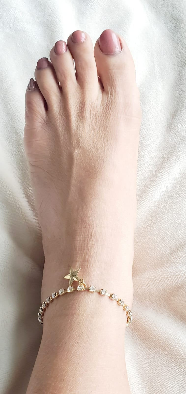 Star charm Rhinestone Anklet for Women, Foot Jewelry, Ankle Bracelet, Minimalist Anklet, diamond Ankle Bracelet, beach wedding  gift for her