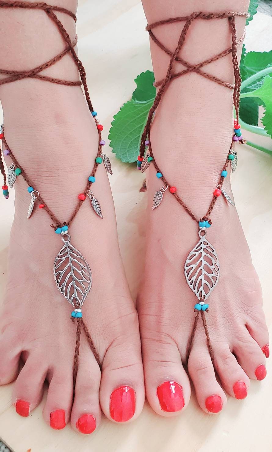 Barefoot sandals, cotton barefoot sandals,boho sandals,hippie sandals,yoga shoes, anklet for women, foot jewelry, bottomless sandals