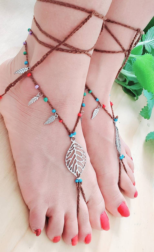 Barefoot sandals, cotton barefoot sandals,boho sandals,hippie sandals,yoga shoes, anklet for women, foot jewelry, bottomless sandals