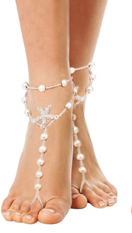 Starfish barefoot sandals, barefoot sandals, pearl barefoot sandals, bridesmaid sandals, boho barefoot sandals, bridal accessories