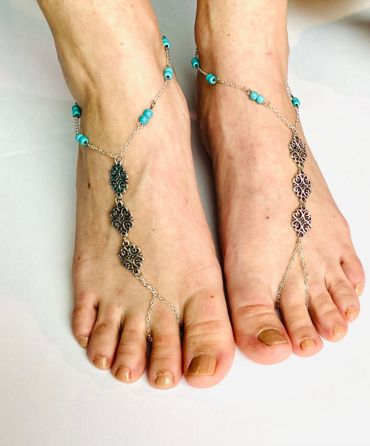 Barefoot sandals,oxidized Barefoot sandals,anklet for women, boho barefoot sandals,foot jewelry, beach anklet,bottomless shoes,