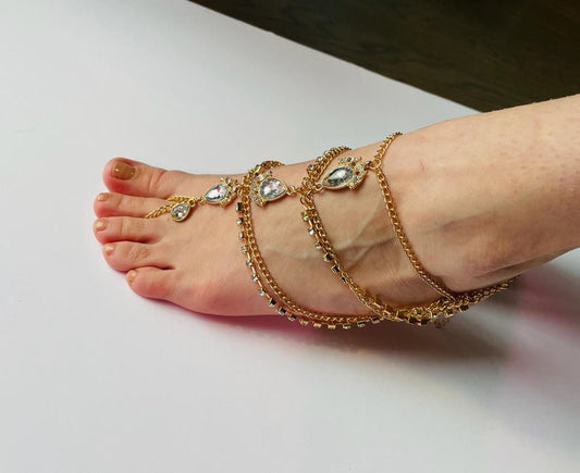 Barefoot sandals, wedding foot jewelry, bridal accessories,foot thong, Kundan Bead Bling Barefoot Sandals, crystal stones barefoot sandals