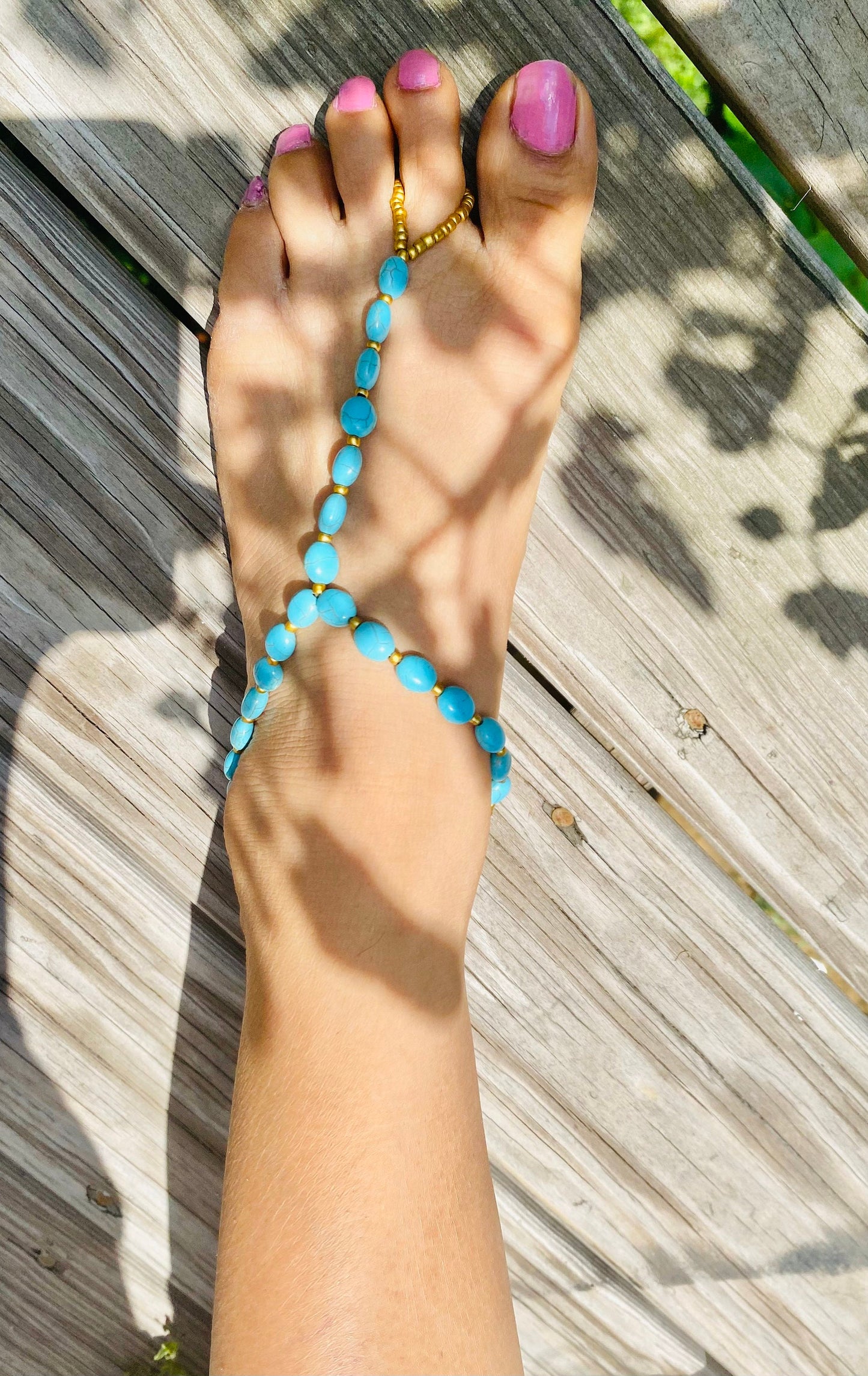 Turquoise barefoot sandals, beads barefoot sandals, beach barefoot sandals, boho barefoot sandals, bottomless shoes, yoga sandals