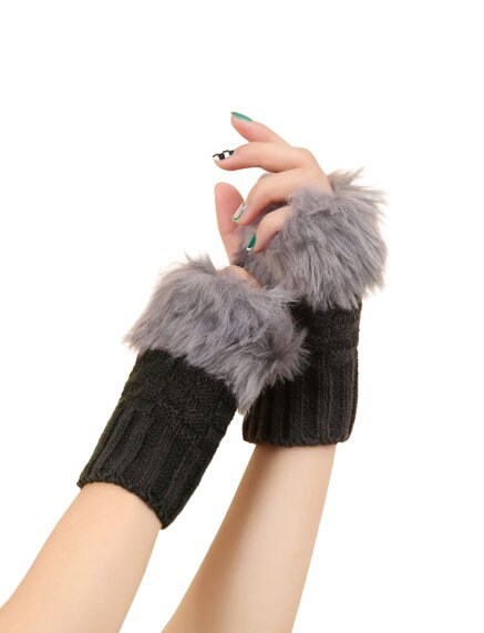 Arm warmers , open finger gloves , faux fur gloves, faux fur open gloves,fingerless glove knits