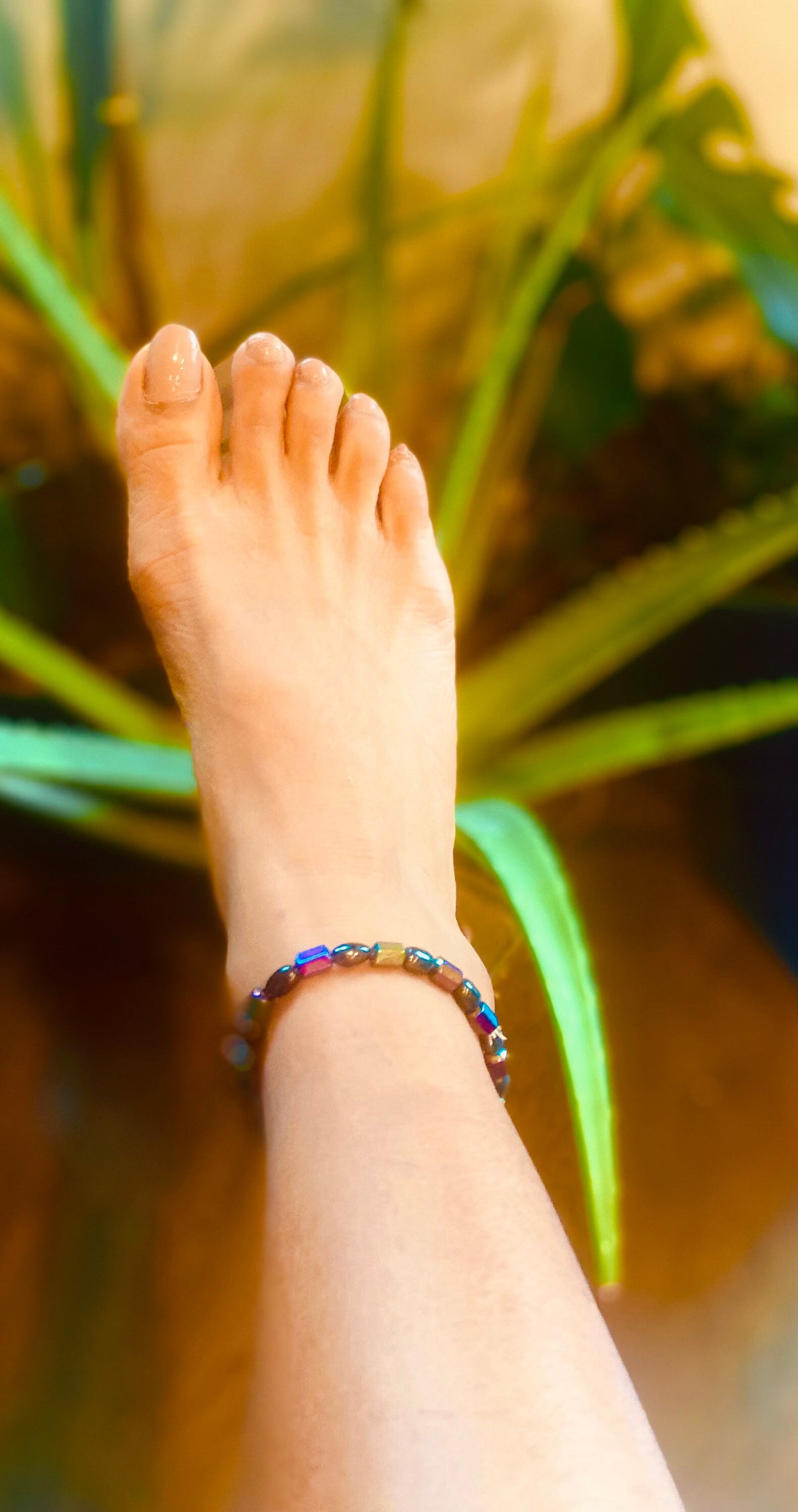 Hematite ankle bracelet ,Healing jewelry ,Magnetic hematite anklet