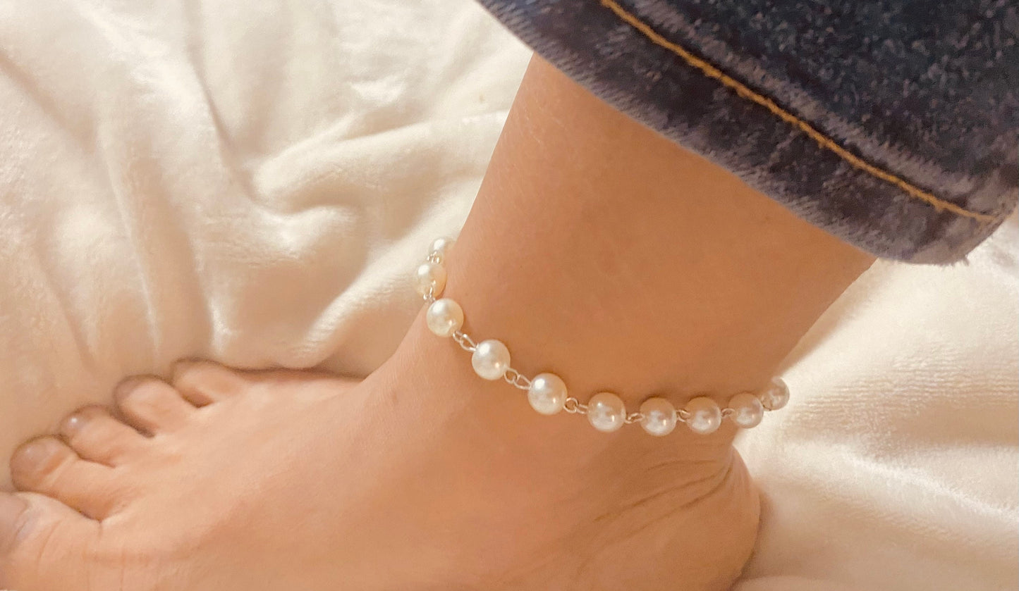 Pearl anklet anklet for women ankle bracelet foot jewelry, bridal anklet, dainty anklet,freshwater pearl anklet, bridesmaids party jewelry