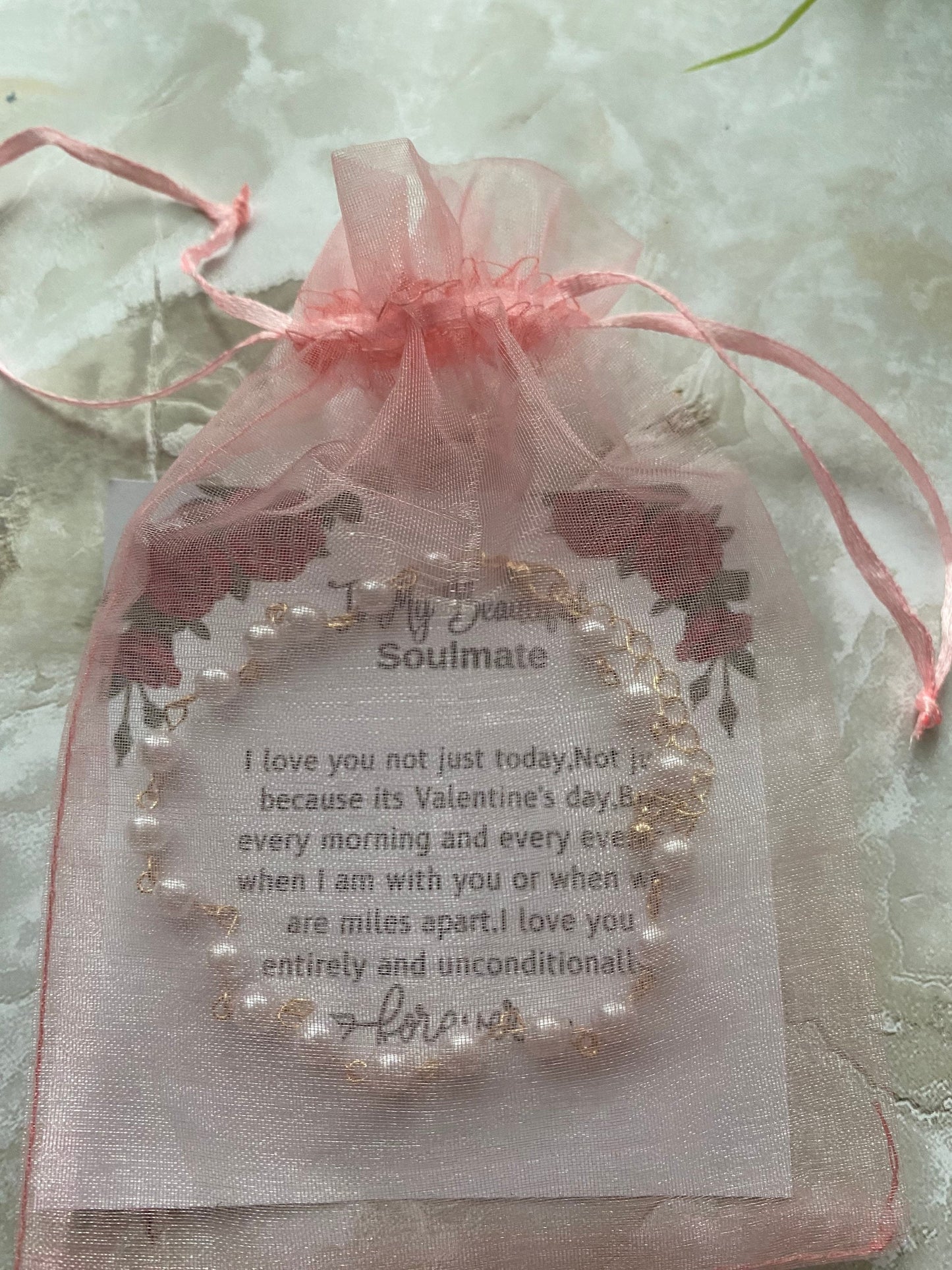 To my soulmate gift, Message card jewelry for wife.foot jewelry gift for wife, pearl anklet for wife,Valentines day jewelry,anklet for her