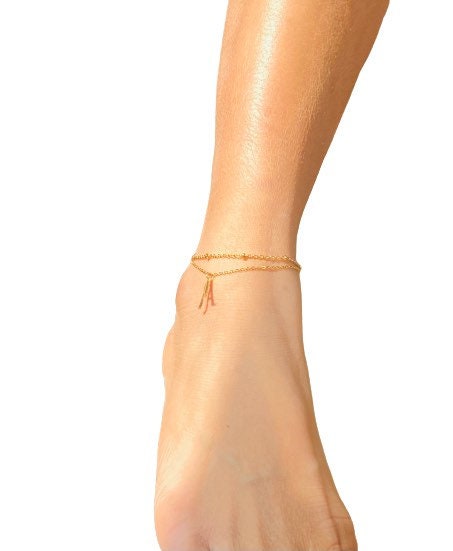 Initial charm anklet, alphabet gold anklet, personalized anklet, personalized valentines gift for her