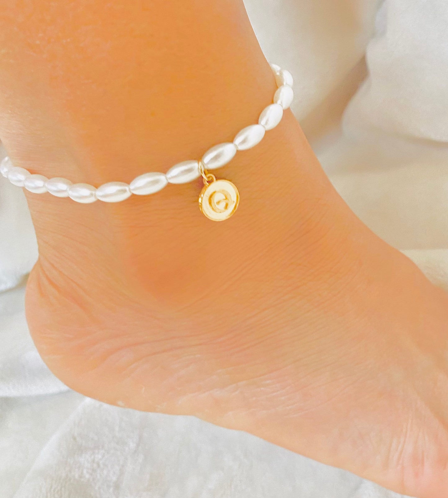 Pearl anklet for her,Valentine’s Day message card jewelry,Personalized gift for Valentine’s Day,foot jewelry for girlfriend,To my wife gift