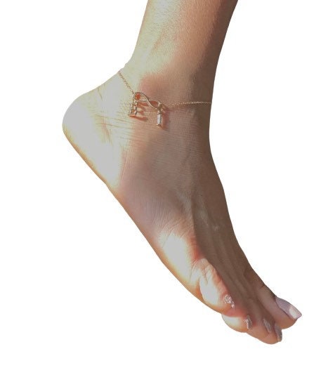Infinity anklet with initial, Gold anklet 14k,Infinity anklet for her,Gold plated anklet,Valentine’s day gift for her
