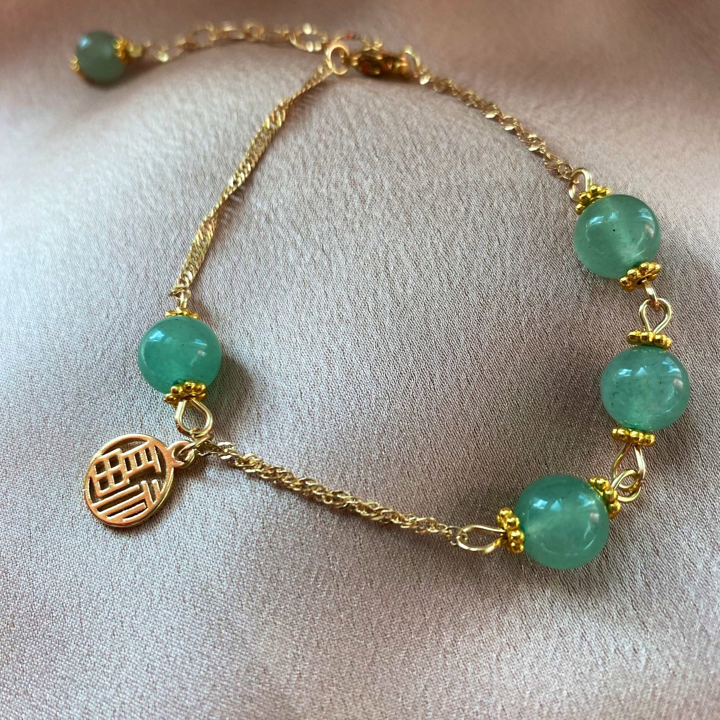 Jade crystal bracelet,Emerald crystal bracelet, Green crystal bead bracelet,bead bracelet,14k gold bracelet,Fengshui Bracelet