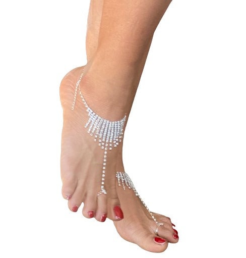Crystal rhinestones barefoot sandals, Bridal barefoot sandals, Thong sandals,Footless sandals,Bridesmaids sandals