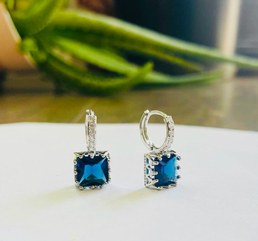 Sapphire blue Drop Earrings Crystal Earrings Bridal drop Earrings for Bridesmaid Formal wear Jewelry Gift For Mom Last minute Gift for wife
