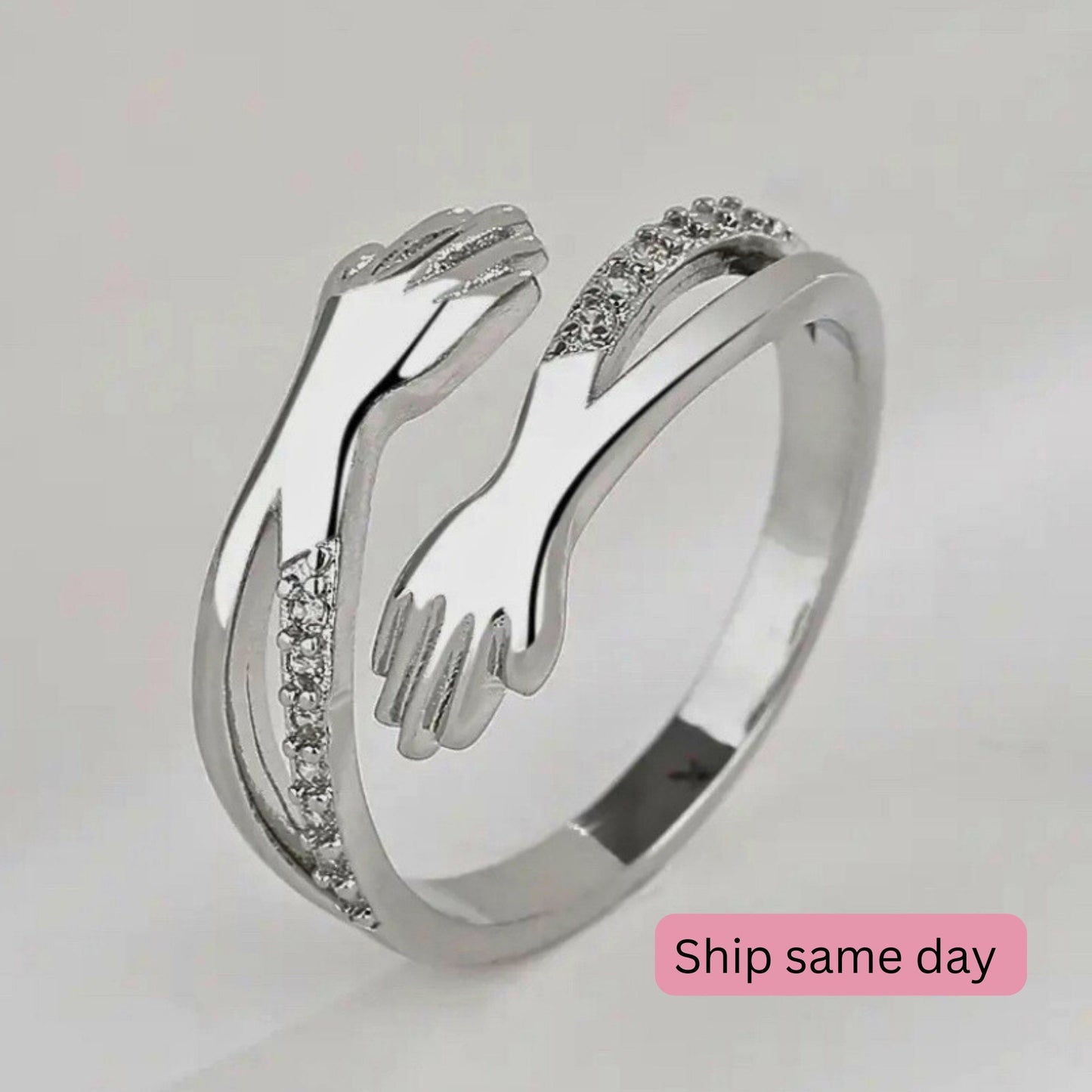 Hug ring sterling silver adjustable fidget ring Promise ring hug heart ring friendship ring promise ring hug ring for mom’s birthday gift