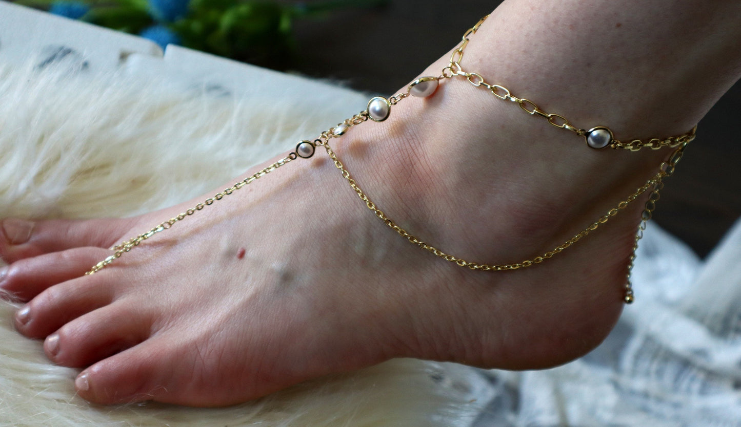 Crystal barefoot sandals, Beach bride barefoot sandals,Chain anklet.Wedding sandals Bridesmaids sandals