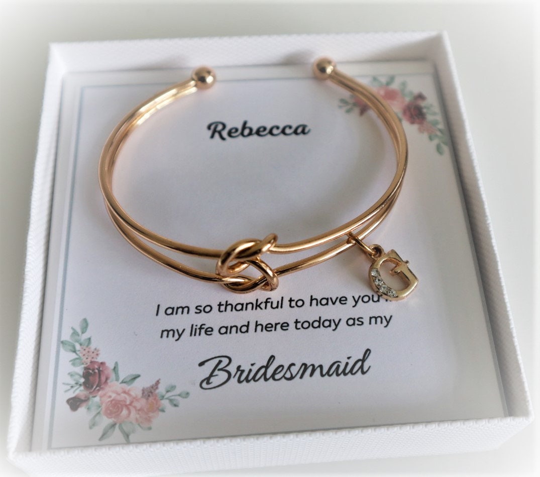 Bridesmaid gift,Bridesmaid Proposal Box,Personalized Bridesmaid gift ,Will you be my bridesmaid,Initial Tie Knot Bracelet,Maid of Honor Gift