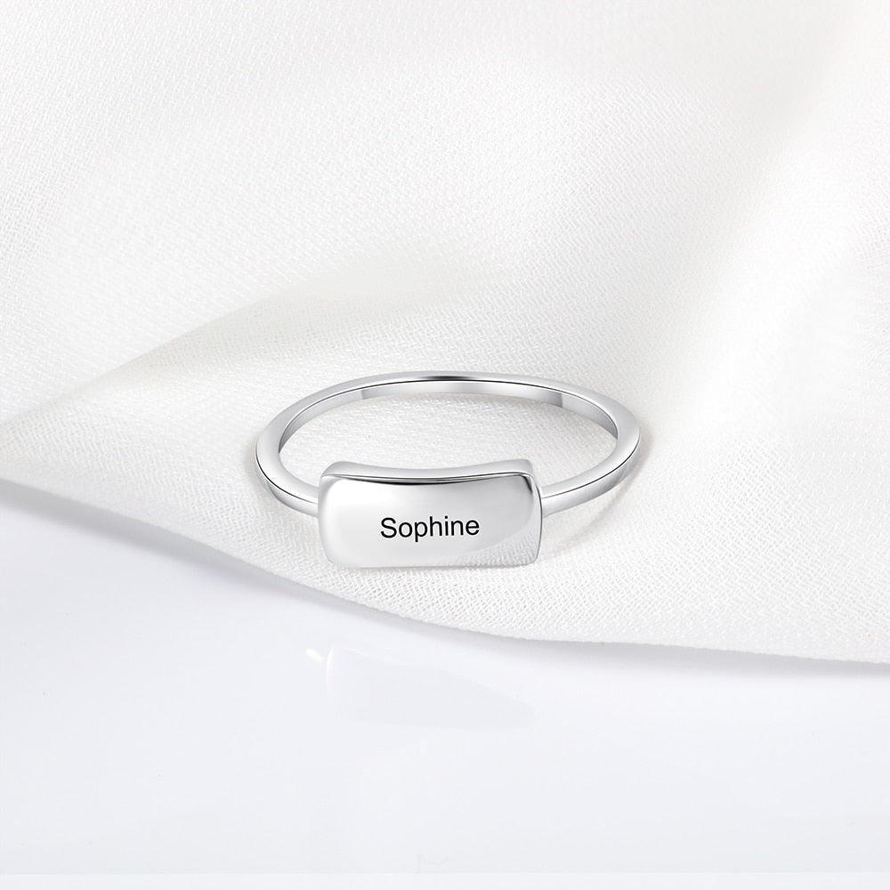 Personalized 925 Sterling Silver Engraved Bar Ring
