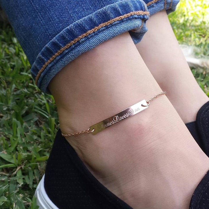 Personalized Name Bar ankle bracelet