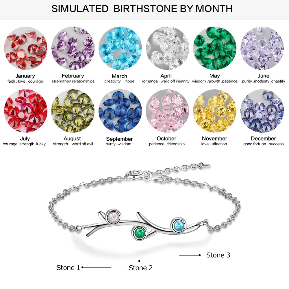 Personalized bracelet with birthstones-custom bracelet with birthstone -3 birthstone bracelet