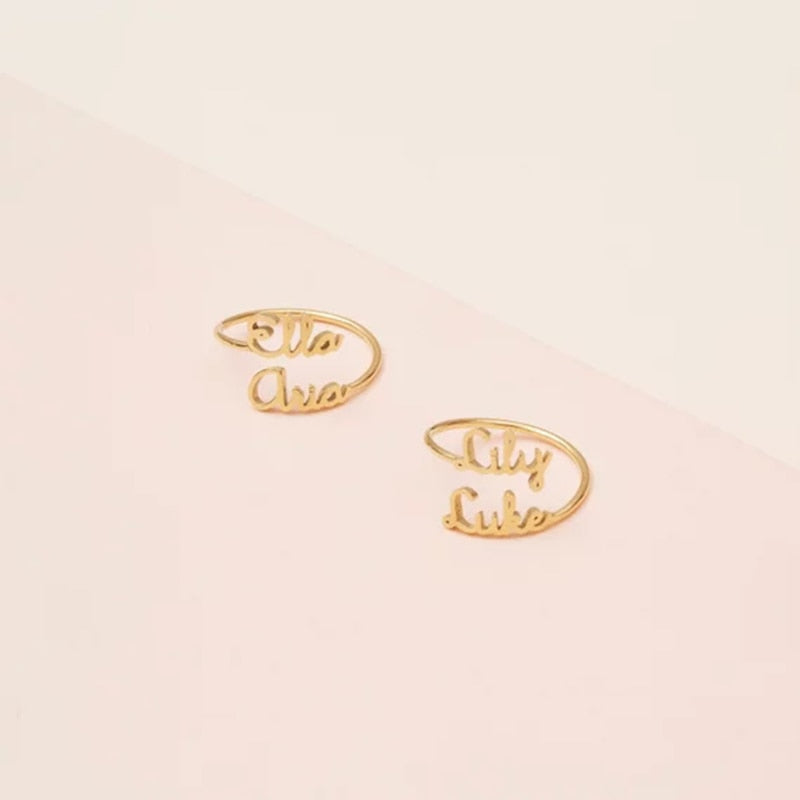 Dainty Double Layer Two Names Custom Name Rings