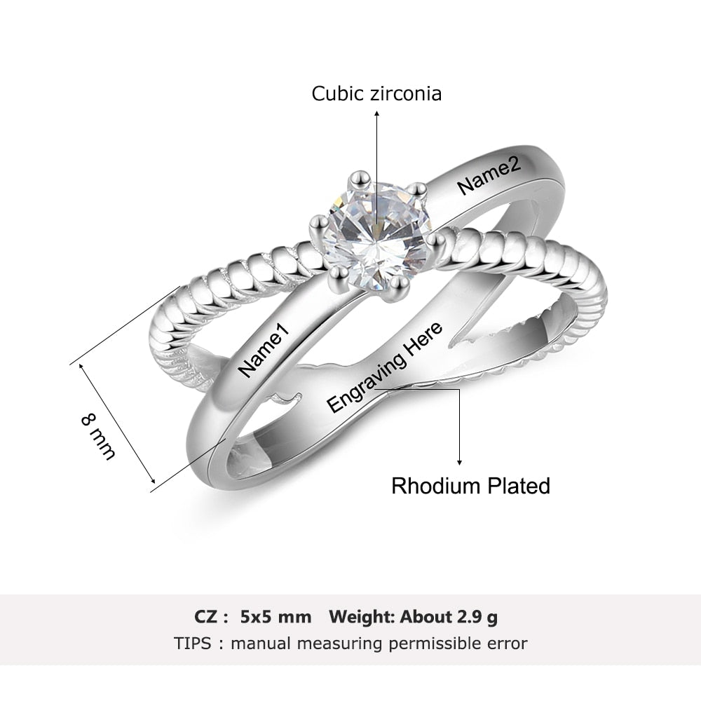Personalized Promise Rings for Her Custom Couples Name Ring with message
