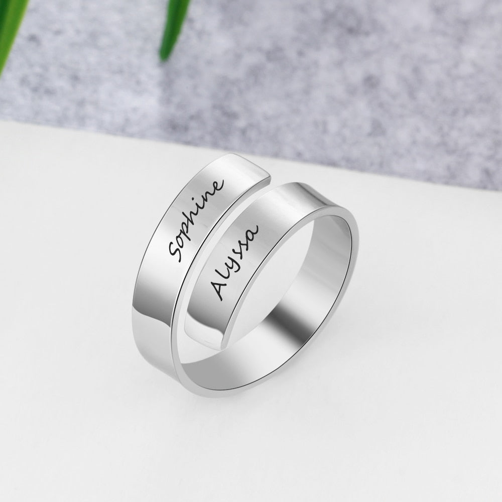 Engraved Double Name Ring ,Two Name Ring