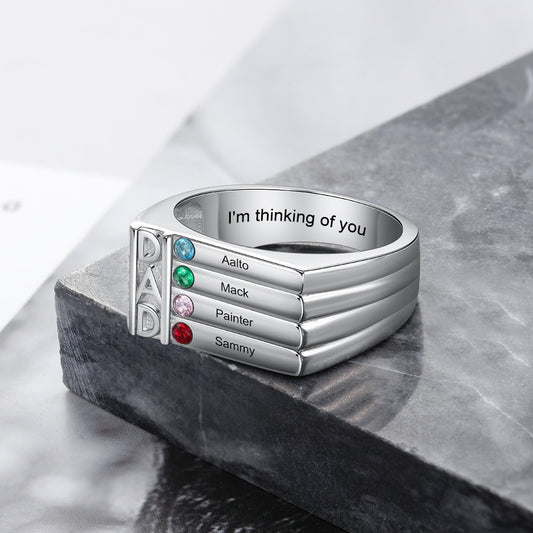 Personalized ring for dad with birthstones