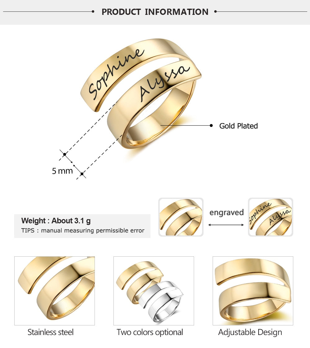 Double name spiral ring