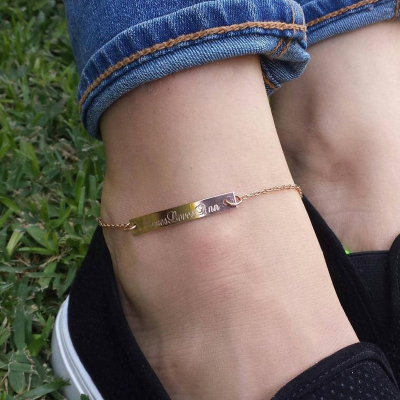 Personalized Name Bar ankle bracelet