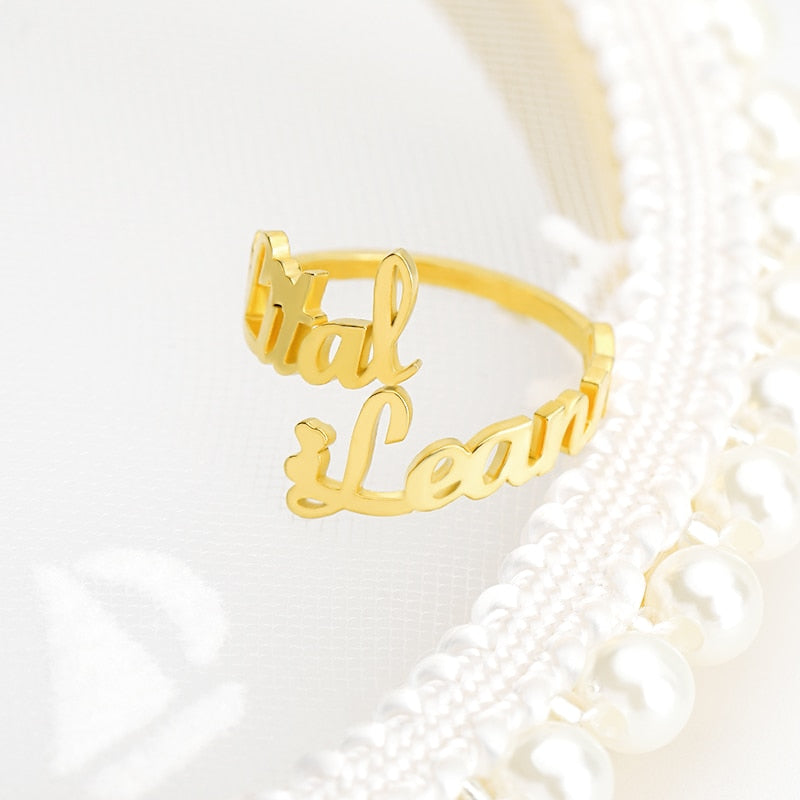 Dainty Double Layer Two Names Custom Name Rings