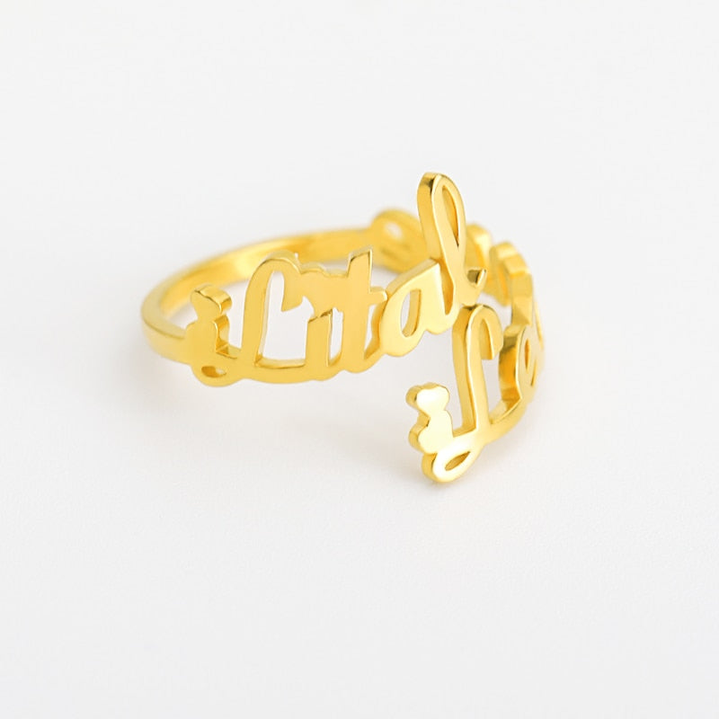 double name ring gold
