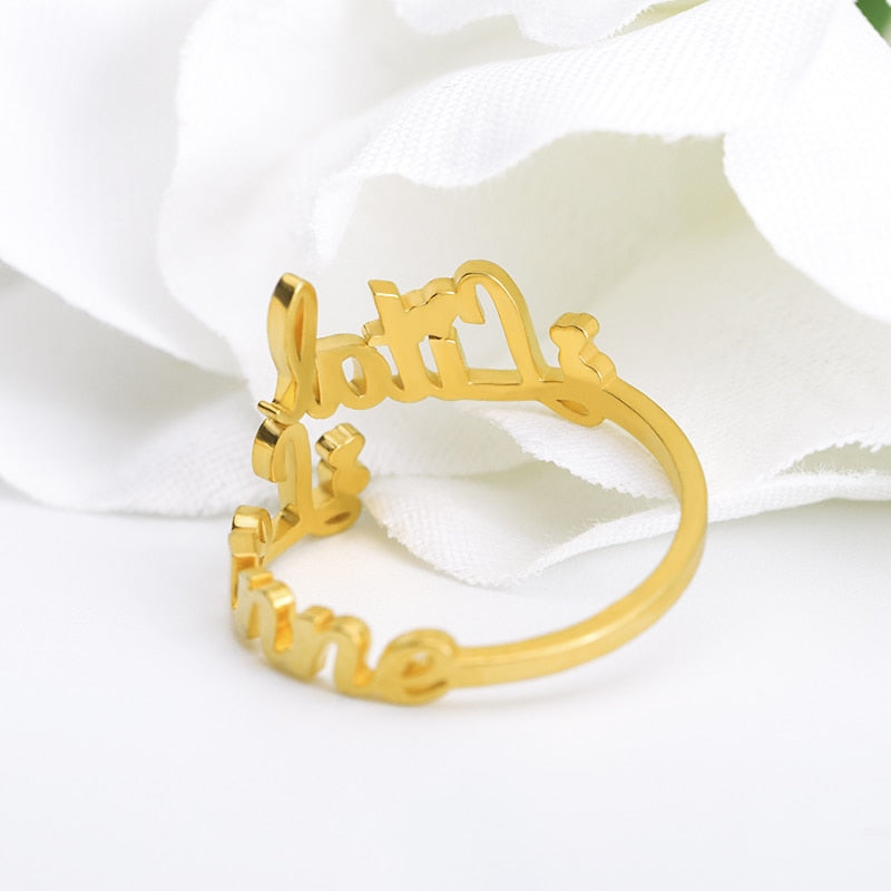 Customized Two Name Rings - Personalized Couples Names Ring