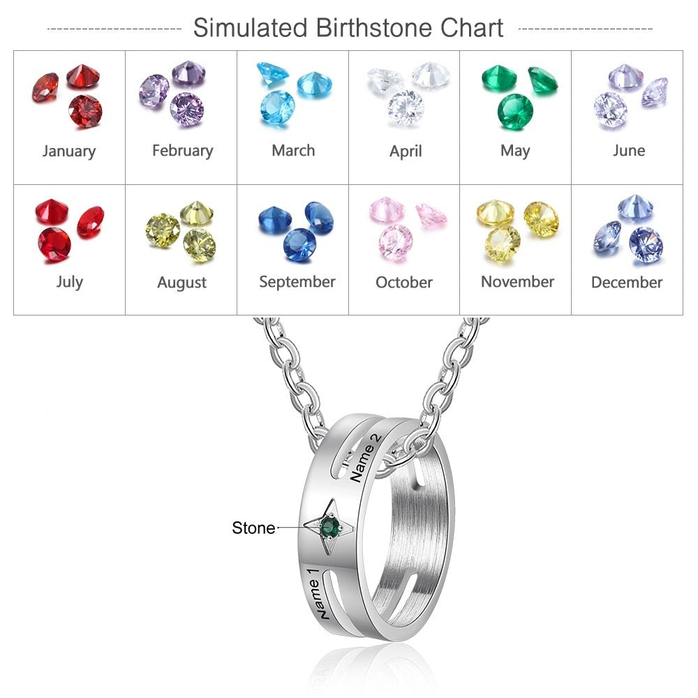 Personalized birthstone ring necklace