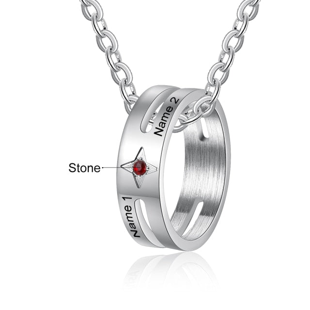 Personalized birthstone ring necklace