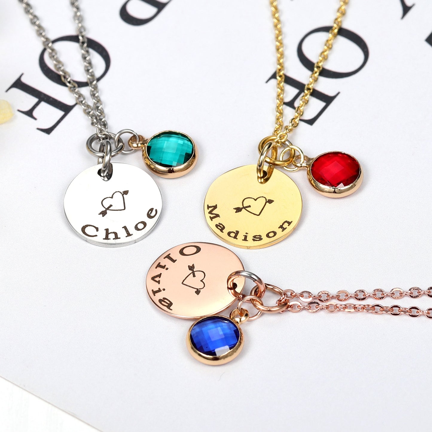 Personalized disc Engraved Name Necklace
