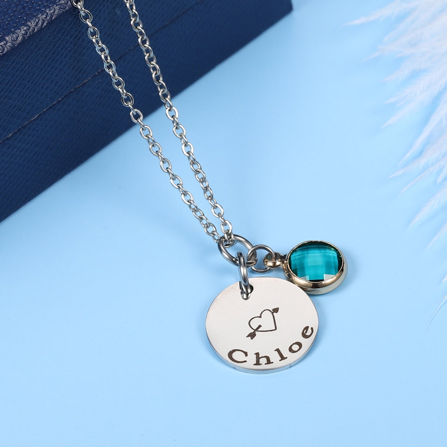 Personalized disc Engraved Name Necklace