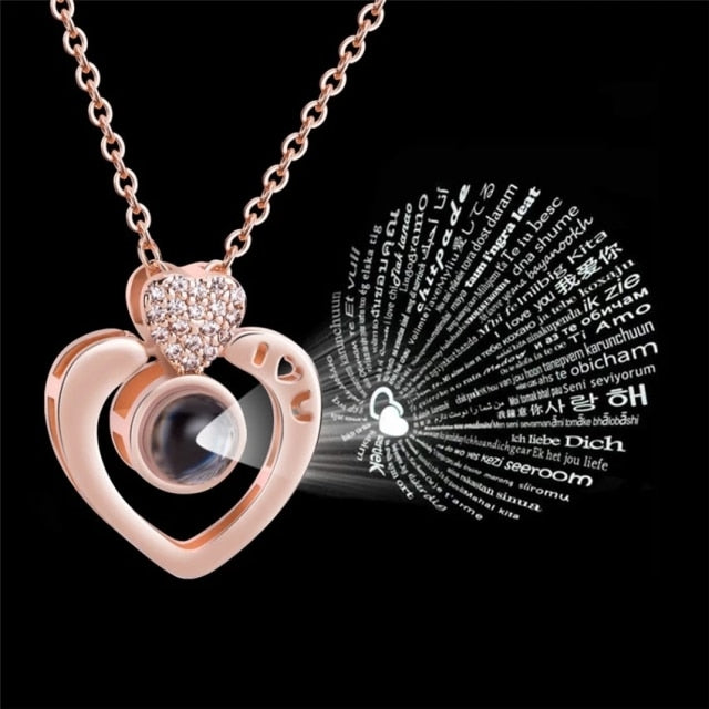 I love you Projection Necklace in 100 languages