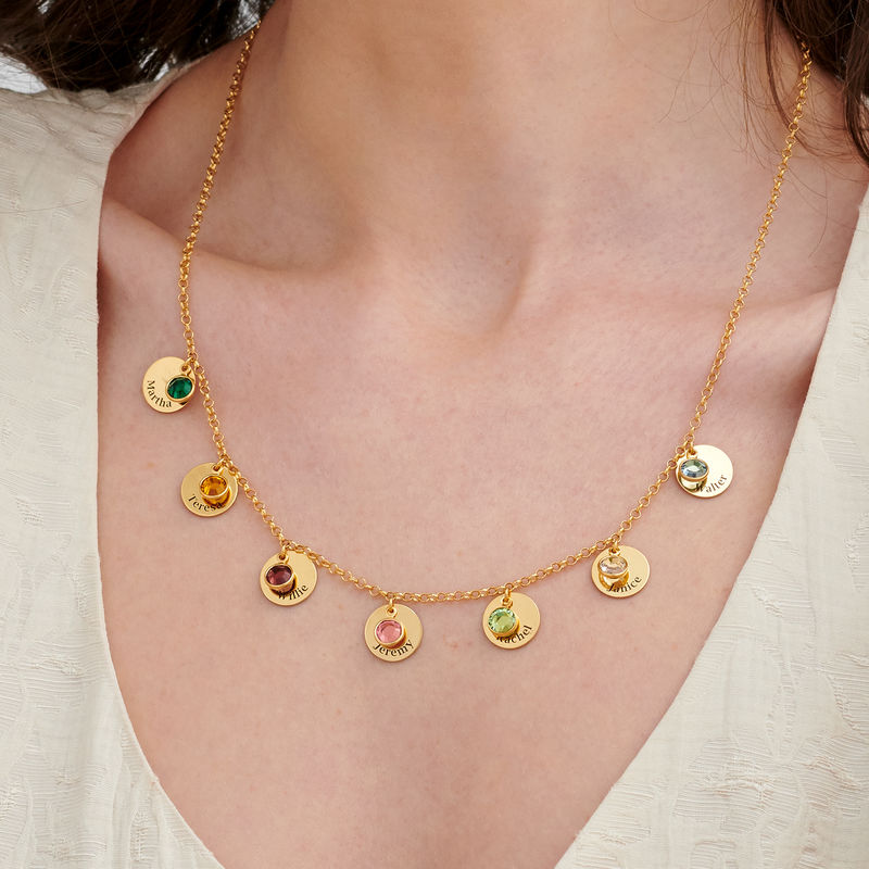 Personalized gold plated necklace with birthstones